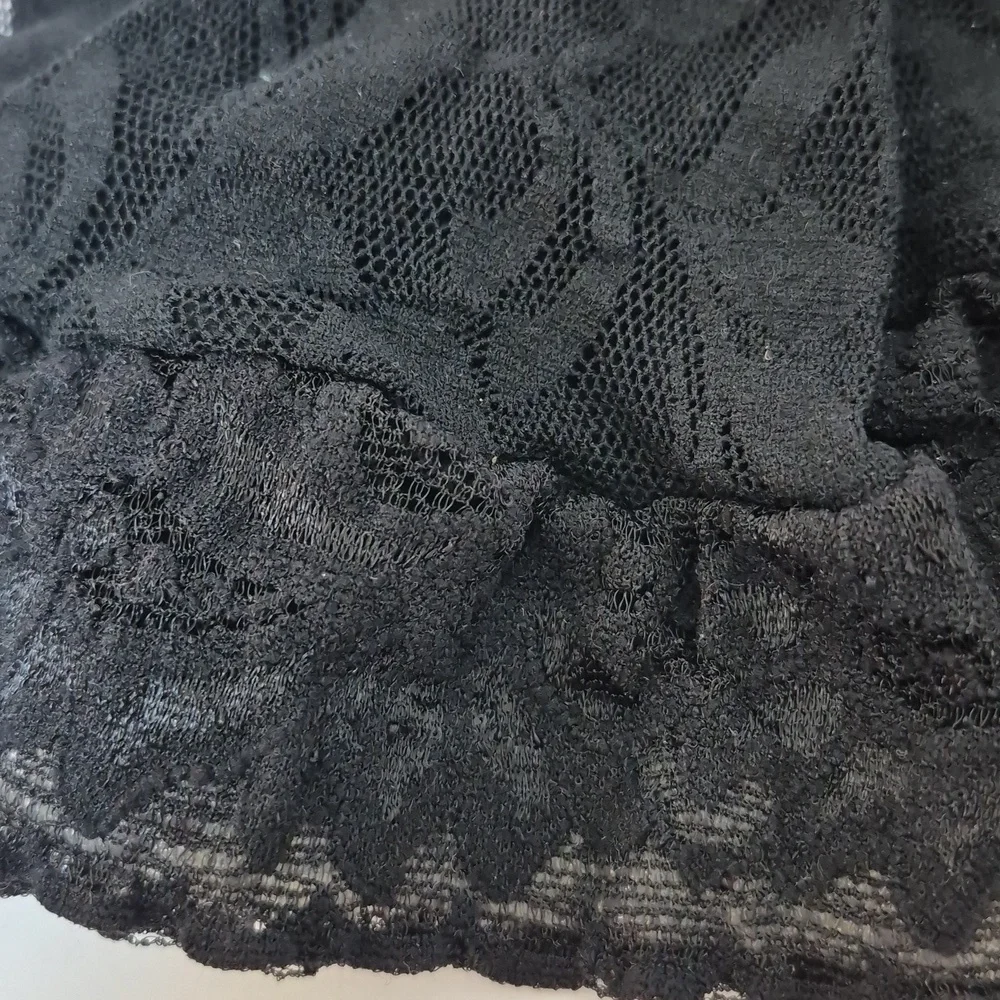 Vintage Vamp Lyrca Black Lace Thigh High Stockings OS